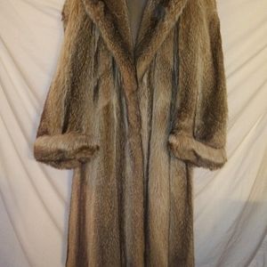 Natural Finish ladies long Raccoon coat